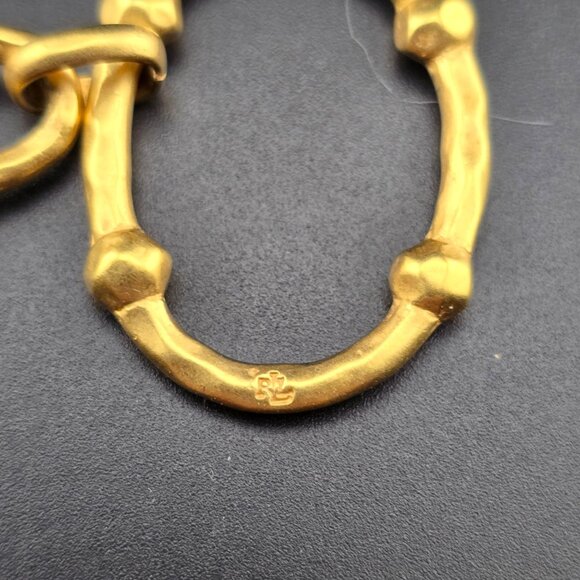 Ralph Lauren Gold-Tone Linked Oval Dangle Earrings With Textured Design - Picture 6 of 8